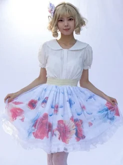 Mignonne Jupe Lolita SK imprimée fleurie à volants