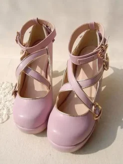 Mignonne Lolita Chaussures Roses À Talons Hauts