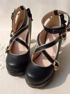 Mignonne Lolita Chaussures Roses À Talons Hauts