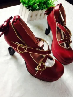 Mignonne Lolita Chaussures Roses À Talons Hauts