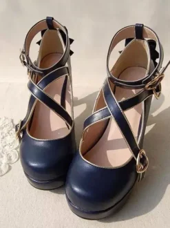 Mignonne Lolita Chaussures Roses À Talons Hauts
