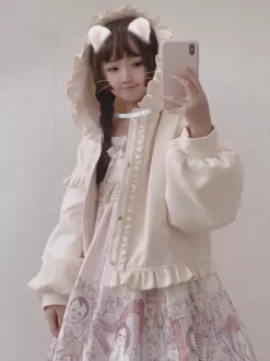 Mignonne Lolita Manteaux Bordeaux Polyester Manteau Hiver Lolita