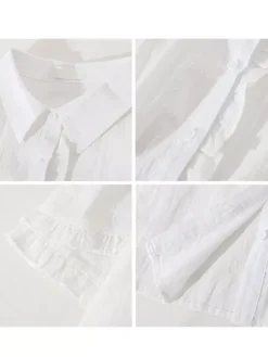 Mignonne Lolita Blouses Blanc Manches Courtes Dentelle Lolita Top Lolita Chemise