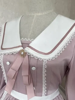 Mignonne Lolita Robe Polyester Manches Longues En Dentelle Rose Douce Lolita Une Pièce Robe