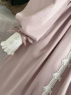 Mignonne Lolita Robe Polyester Manches Longues En Dentelle Rose Douce Lolita Une Pièce Robe