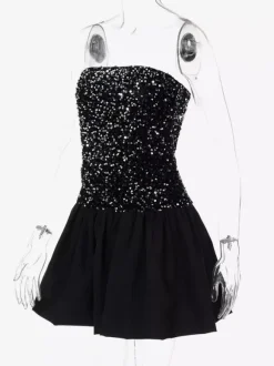 Mini-robe bustier à sequins et jupe bouffante 2026