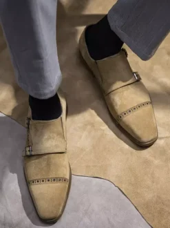 Mocassins à boucle en cuir suédé pour homme