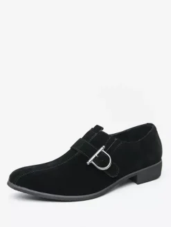 Mocassins à boucle et bout rond en cuir synthétique pour homme