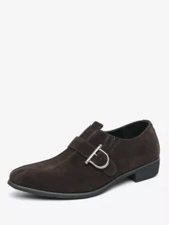 Mocassins à boucle et bout rond en cuir synthétique pour homme