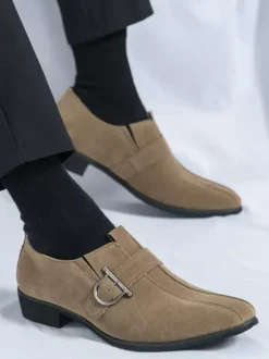 Mocassins à boucle et bout rond en cuir synthétique pour homme