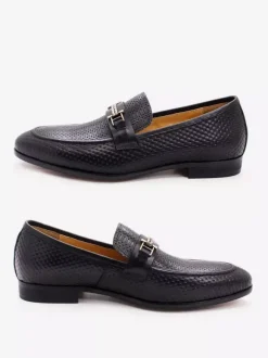 Mocassins à bout pointu pour homme chaussures tendance en métal motif serpent chaussures de mariage en cuir
