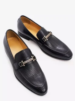 Mocassins à bout pointu pour homme chaussures tendance en métal motif serpent chaussures de mariage en cuir