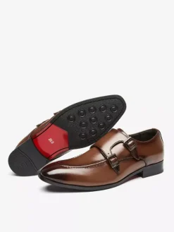 Mocassins à bout pointu pour homme chaussures britanniques à double boucle chaussures d'affaires formelles en cuir véritable