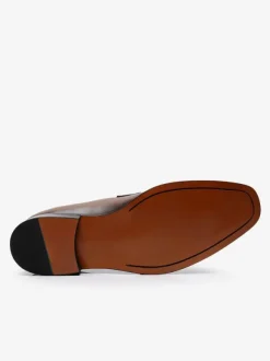 Mocassins à enfiler en cuir de vache pour homme chaussures de bal de retour à la maison de mariage marron