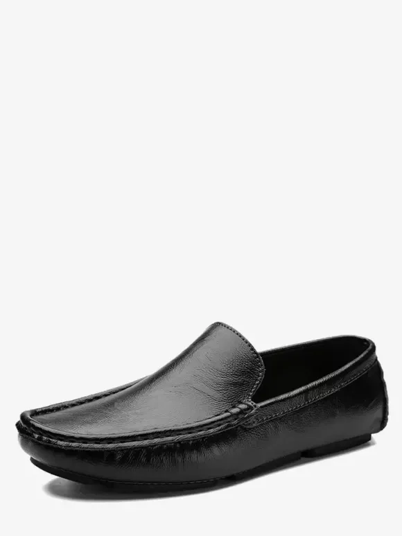Mocassins à enfiler pour hommes chaussures de pont en similicuir à pointes légères antidérapantes et flexibles