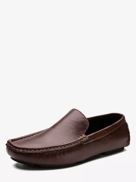 Mocassins à enfiler pour hommes chaussures de pont en similicuir à pointes légères antidérapantes et flexibles