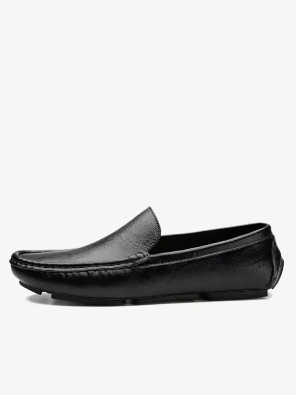 Mocassins à enfiler pour hommes chaussures de pont en similicuir à pointes légères antidérapantes et flexibles