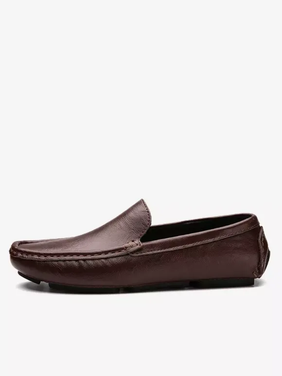 Mocassins à enfiler pour hommes chaussures de pont en similicuir à pointes légères antidérapantes et flexibles