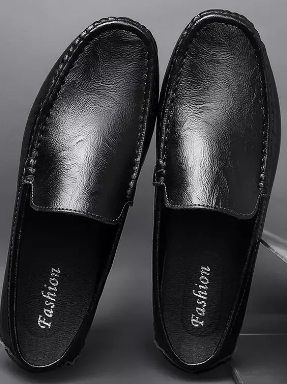 Mocassins à enfiler pour hommes chaussures de pont en similicuir à pointes légères antidérapantes et flexibles