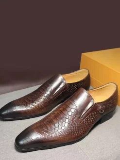 Mocassins à enfiler pour hommes chaussures habillées en cuir véritable d'inspiration vintage chaussures habillées à bout droit