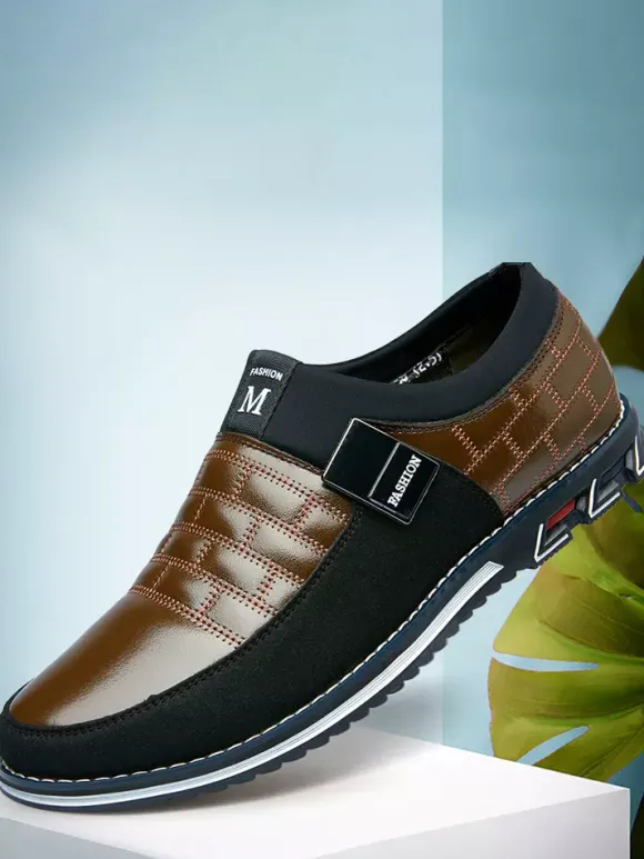Mocassins à enfiler pour hommes chaussures Oxford à pointes chaussures habillées en cuir et daim