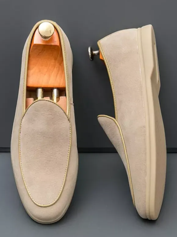 Mocassins à enfiler pour hommes chaussures à bout pointu en daim chaussures à talons bas chaussures décontractées