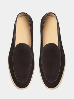 Mocassins à enfiler pour hommes bout rond en cuir de vache