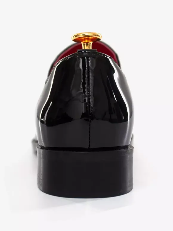 Mocassins à enfiler pour hommes chaussures noires à bout rond en cuir PU
