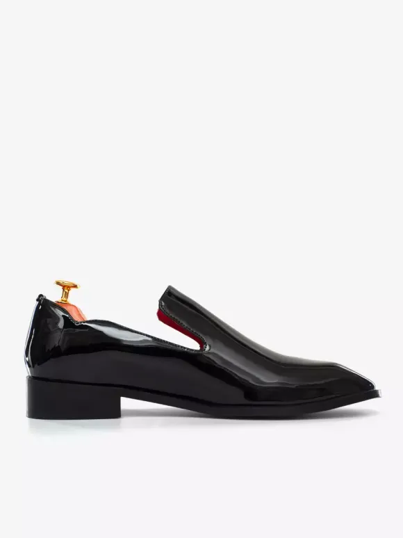 Mocassins à enfiler pour hommes chaussures noires à bout rond en cuir PU