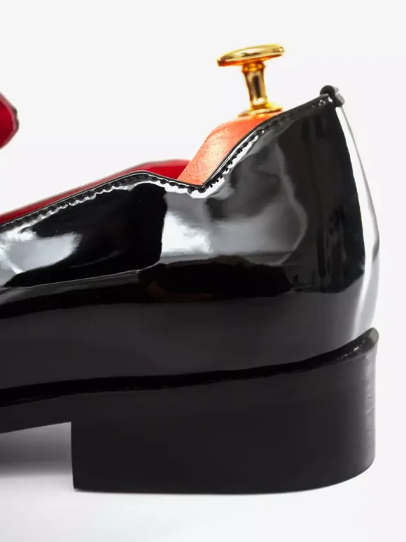 Mocassins à enfiler pour hommes chaussures noires à bout rond en cuir PU