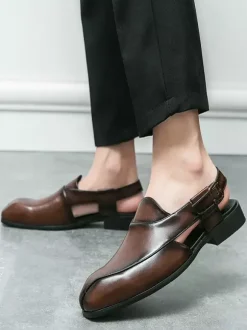 Mocassins à enfiler pour hommes chaussures à bride arrière et bout carré en PU