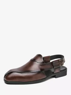 Mocassins à enfiler pour hommes chaussures à bride arrière et bout carré en PU