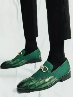 Mocassins à mors pour homme chaussures à enfiler en cuir suédé à motif pierre et bout pointu