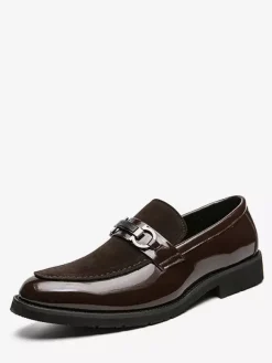 Mocassins à mors pour homme chaussures épaisses à enfiler en cuir suédé verni