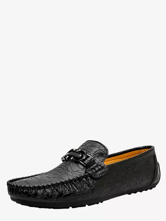 Mocassins à mors pour homme chaussures à enfiler en cuir motif crocodile talon plat antidérapantes