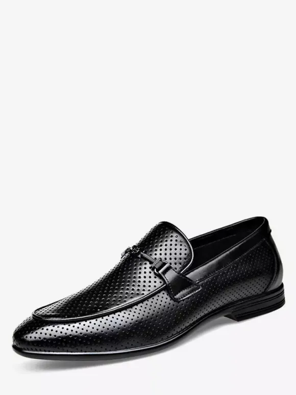 Mocassins à mors pour homme en cuir véritable perforé et maille