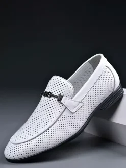 Mocassins à mors pour homme en cuir véritable perforé et maille