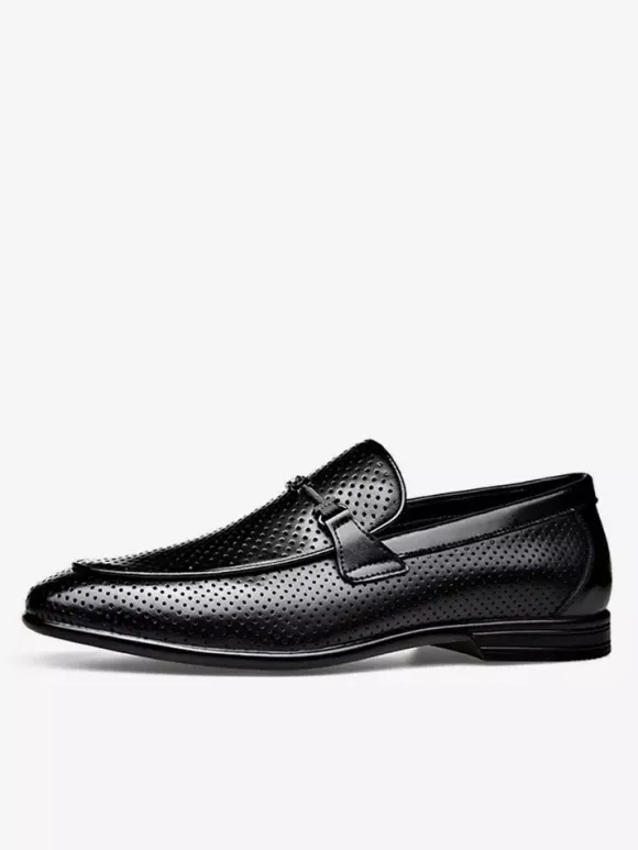 Mocassins à mors pour homme en cuir véritable perforé et maille