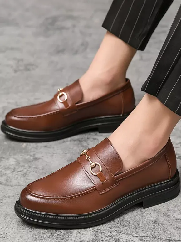 Mocassins à mors pour hommes chaussures à enfiler en cuir à bout rond épais