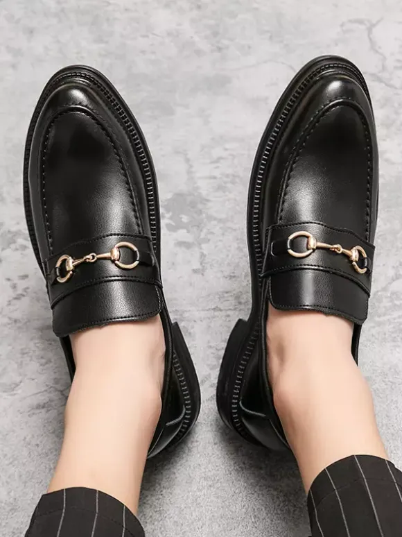 Mocassins à mors pour hommes chaussures à enfiler en cuir à bout rond épais