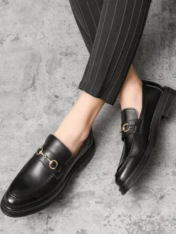 Mocassins à mors pour hommes chaussures à enfiler en cuir à bout rond épais