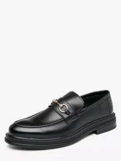 Mocassins à mors pour hommes chaussures à enfiler en cuir à bout rond épais