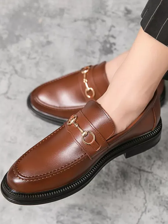 Mocassins à mors pour hommes chaussures à enfiler en cuir à bout rond épais