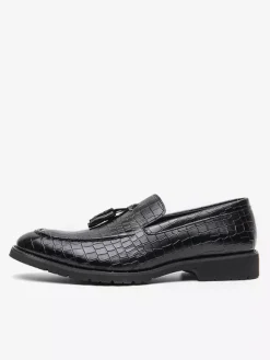 Mocassins à pampilles en cuir pour homme chaussures à enfiler à bout pointu confortables basses antidérapantes pour soirée de mariage