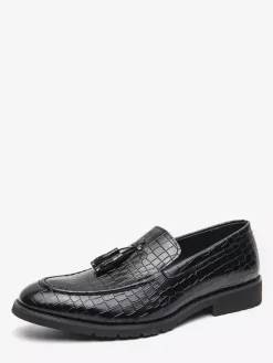Mocassins à pampilles en cuir pour homme chaussures à enfiler à bout pointu confortables basses antidérapantes pour soirée de mariage