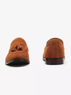 Mocassins à pampilles en daim pour hommes bout pointu talons bas chaussures de smoking chaussures à pampilles à enfiler