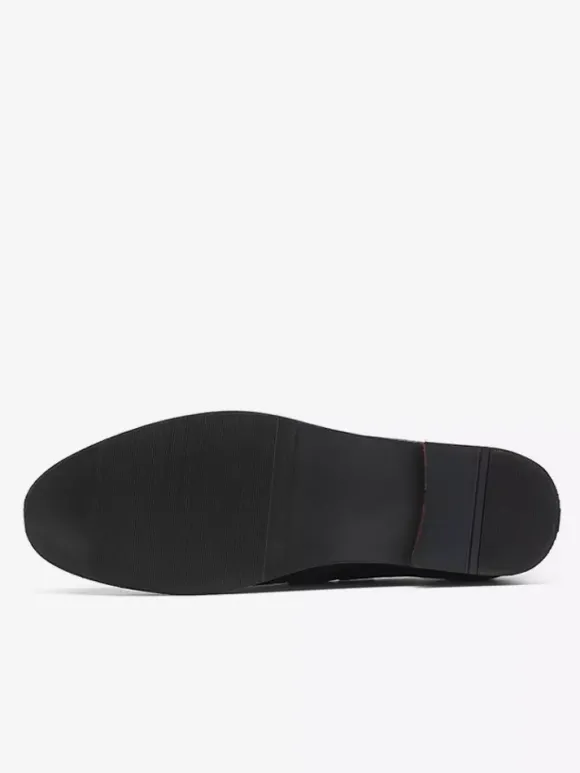 Mocassins à pampilles en daim pour hommes bout pointu talons bas chaussures de smoking chaussures à pampilles à enfiler