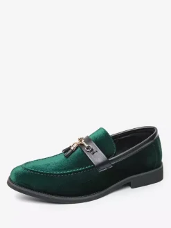 Mocassins à pampilles en velours pour homme chaussures à boucle en métal et corde pour mariage bal de promo