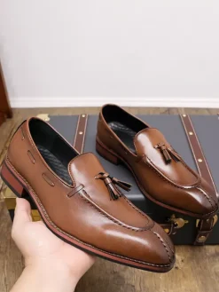 Mocassins à pampilles pour hommes chaussures basses à talons moyens et à enfiler