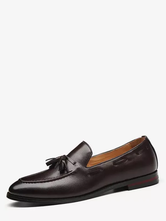 Mocassins à pampilles pour hommes bout pointu talons bas chaussures à enfiler en cuir